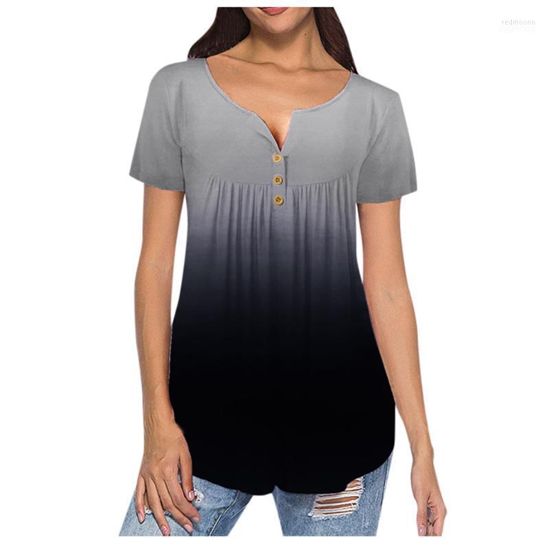 

Women's T Shirts Women's T-Shirt 5xl Plus Size Button Tunic Printing V-neck Blouses Casual Top Short Sleeve Summer Shirt For Women