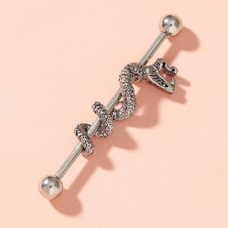 

Backs Earrings Stainless Steel Snake Dragon Punk Long Ear Piercings Earring Tragus Barbell Gothic Man Body Jewelry