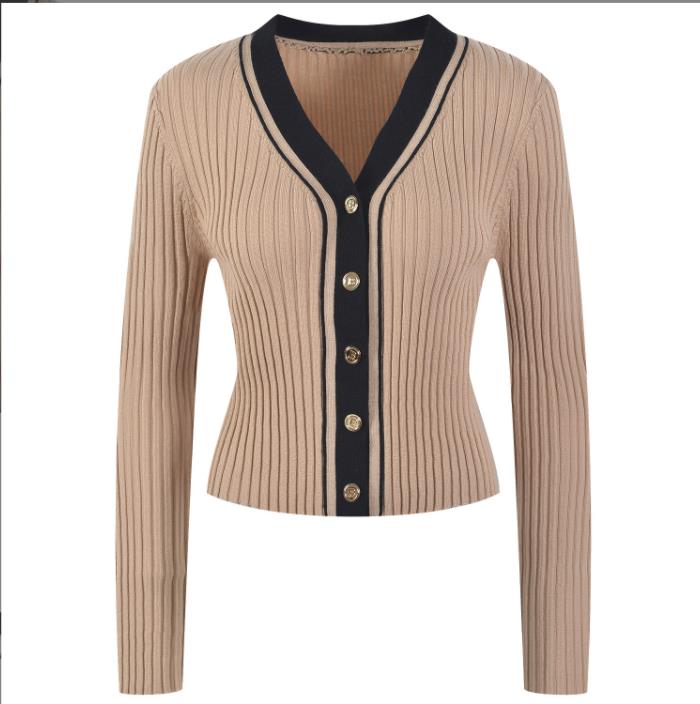 

1009 L 2022 Milan Runway Autumn Sweater Long Sleeve V Neck Khaki White Green Black Fashion Clothes Womens yl