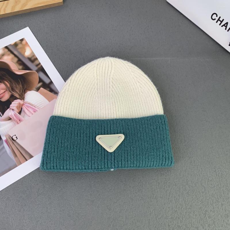 

Beanies Designer Beanie For Women Luxury Letter P Color Contrast Knitted Wool Hat Winter Warm Street Man Cap