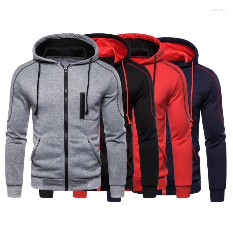 

Men's Jackets Men's Men Jacket Ontrast Colors Hoodie Coat Cardigan Thick Casual Long Sleeve Zipper Warm Mens Clothing Streetwear, Navy blue