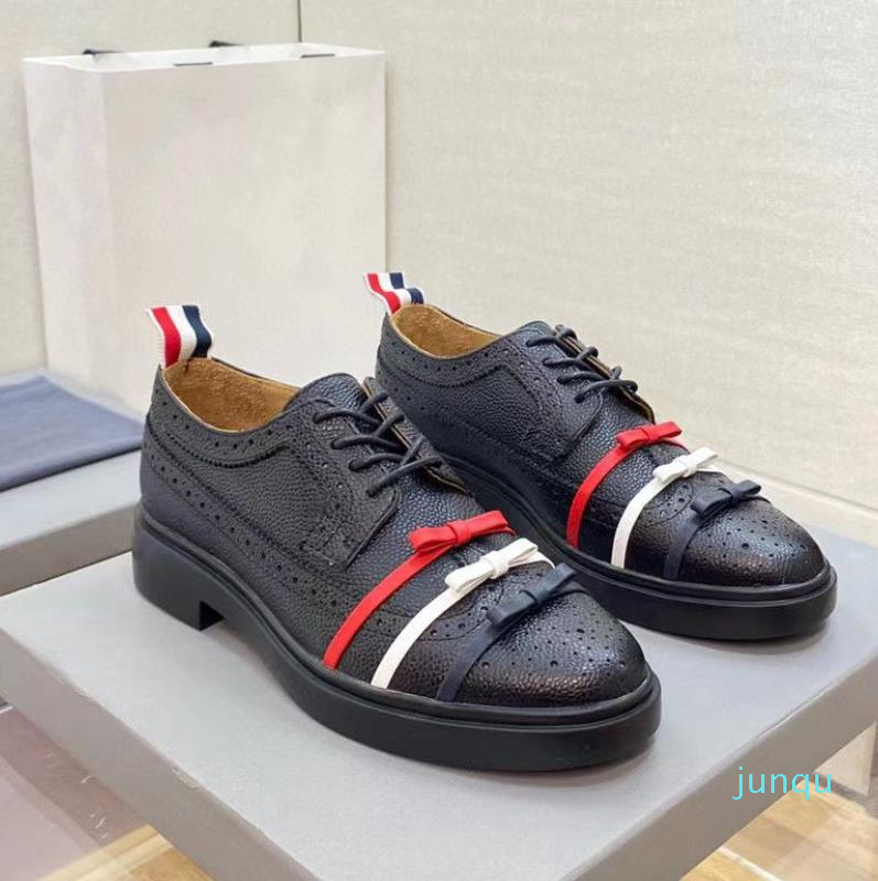 

Fashion Brand TB Genuine Leather Shoes Women Oxfords Business Dress Shoe Lace UP Black Casual Brogue Shoes 31, As picture