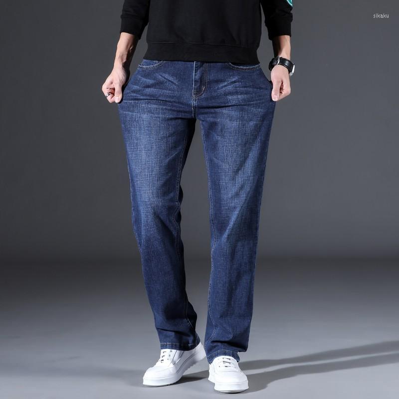 

Men's Jeans 2022 Men's Classic Straight Regular Smart Casual Blue Elastic Denim Pants Brand Trousers Male Clothes