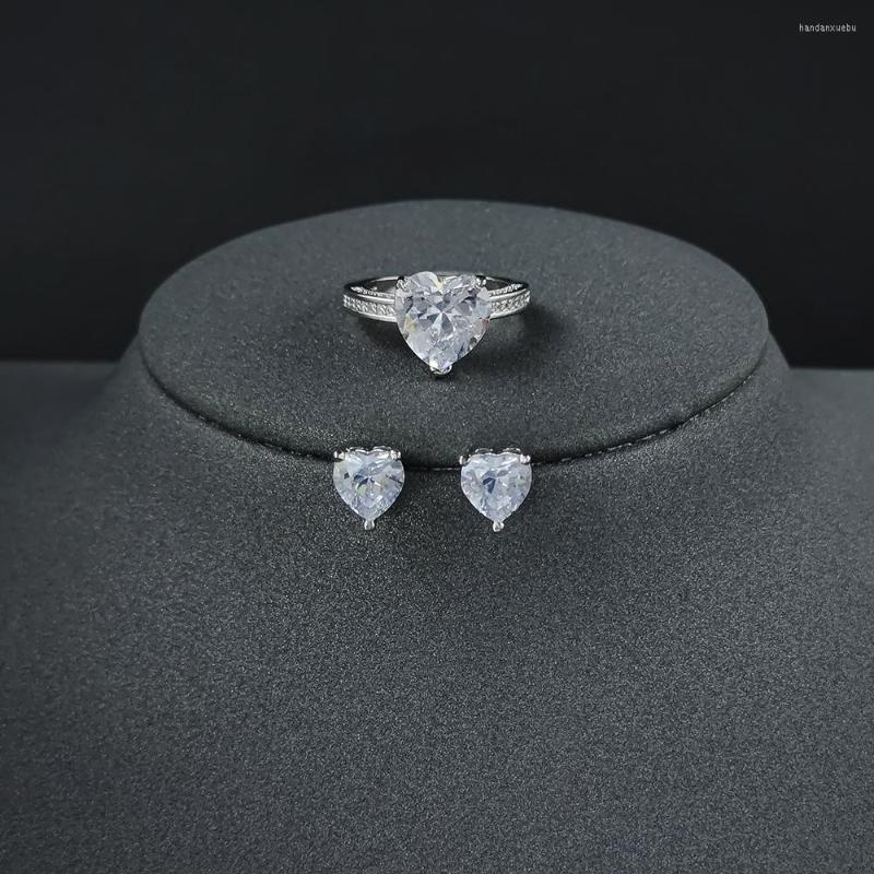 

Necklace Earrings Set 2pcs Pack Silver Color Bride Jewelry Engagement Ring Round Stud Earring For Wedding Christmas Gift Party J4921, Picture shown