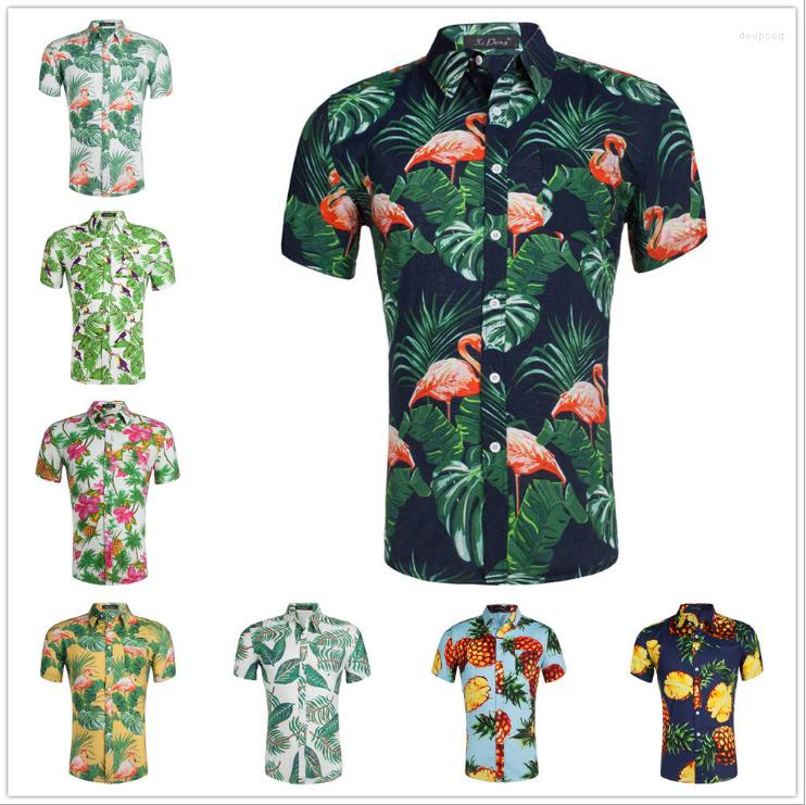 

Men' Casual Shirts For Men Floral Printing Chemise Homme Colored Causal Camisas Para Hombre Summer Vacation De Short Sleeve, Gd033-2
