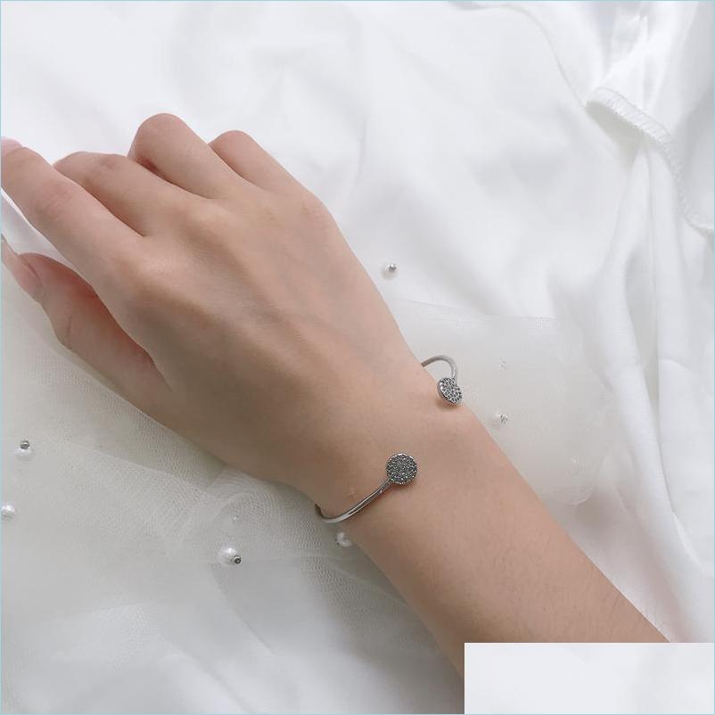 

Bangle Bangle Fashion Round Opening Thin Bracelet Inlay Small Zircon Summer Minimalism Sier Jewelry For Women Engagement Birthday Dr Dh546
