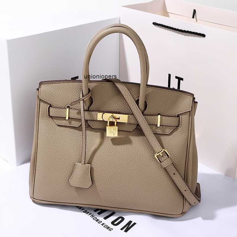 

Designers Handbags Birkin Designer Bags Lychee Pattern Leather Top Layer Cow Handbag Large Capacity Women 2023 New Fashion Ayw, Elephant gray 25cm [send silk scarf