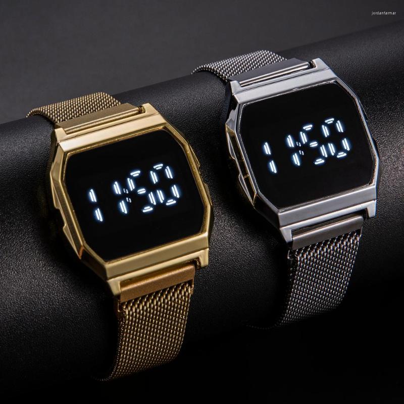 

Wristwatches Waterproof Watches Men's Wrist Watch Electronic Clock For Men Digital Wristwatch Alarm Lover Montre Femme Zegarek, Gold