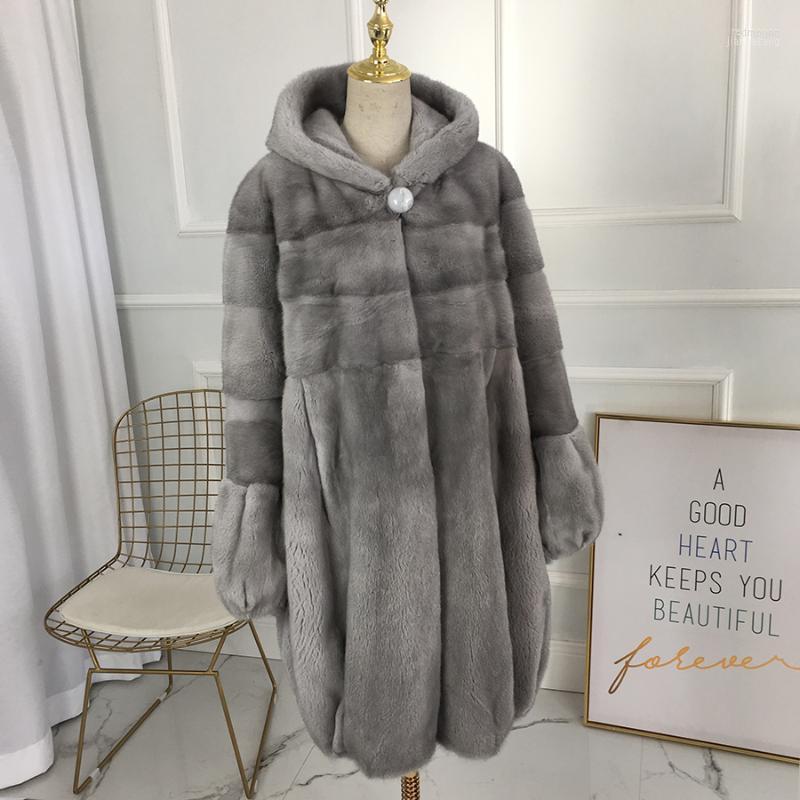 

Women' Fur Women' & Faux HIGH Quality Real Mink Coat For Women Full Sleeve Thick Warm Long Genuine Natural Coats 100cm, Gray