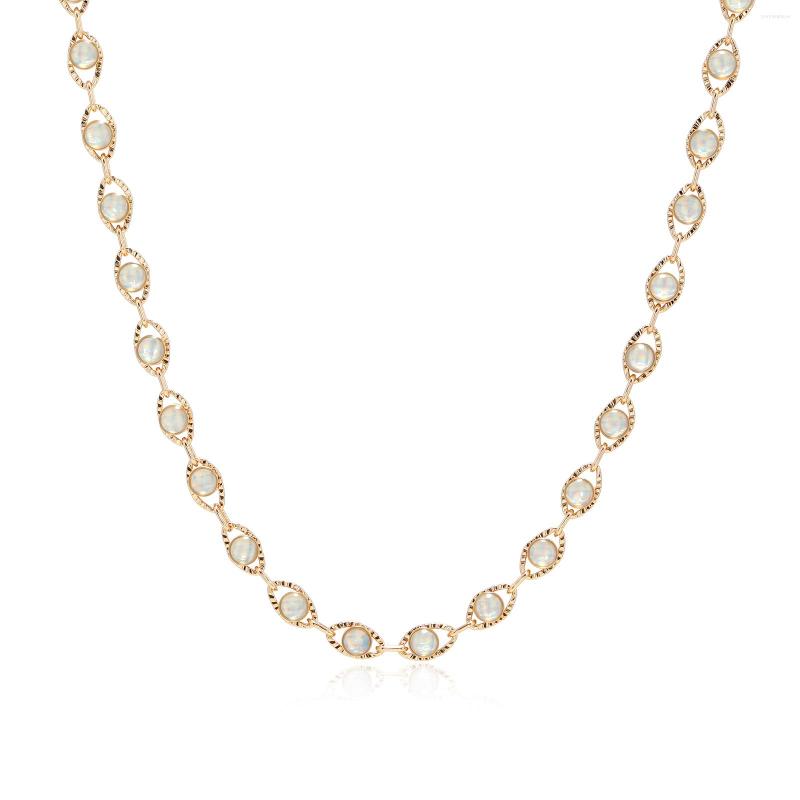 

Pendant Necklaces LUALA Opal Necklace For Women 14K Gold Plating Link Chain Fashion Jewelry Wholesale