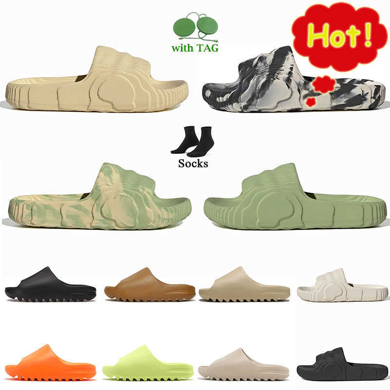 

Slides Designer Shoes Women Mens Magic Lime Desert Sand Onyx Bone Glow Green Pure Black Grey Enflame Orange Platform Socks With Adilette 22, B27 bone 36-47