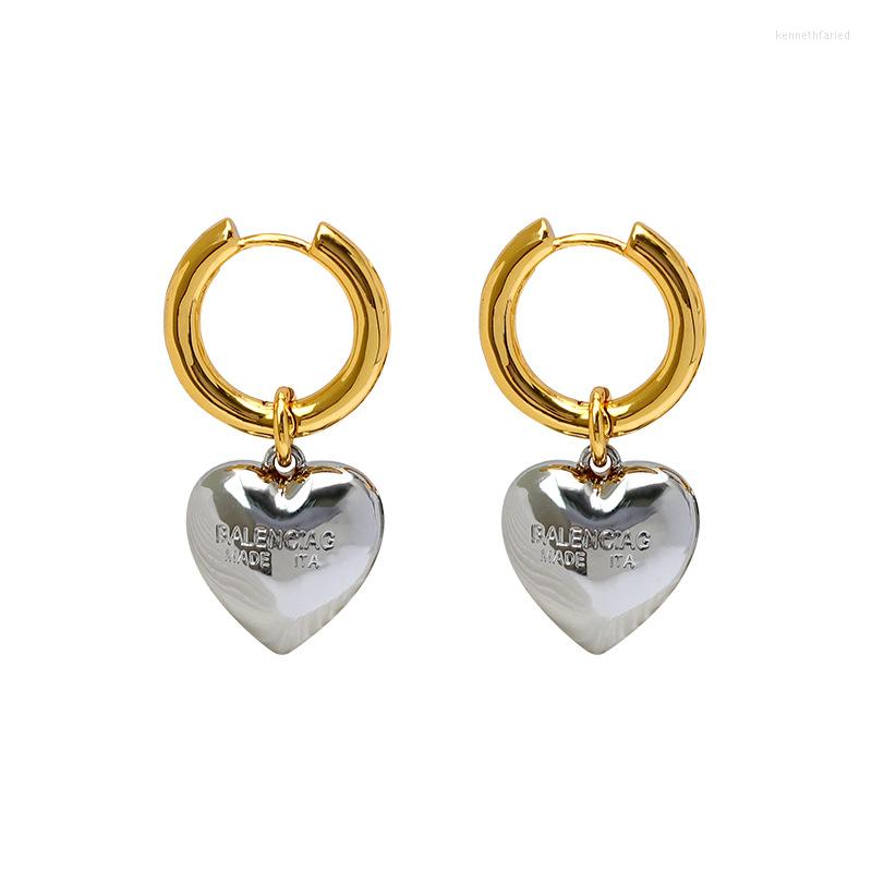 

Hoop Earrings ARADOO French Retro Love S925 Silver Plated 18K Gold Heart-shaped Light Luxury Romantic