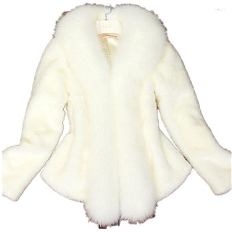 

Women' Fur Winter Women' Coats Faux Collar Outerwear Femme Mujer Trendy Imitate Jackets Ladies, White