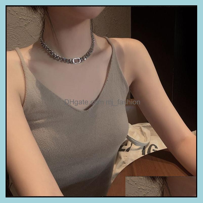 

Pendant Necklaces D Designer Letter Necklace Feminine Fashion Temperament Pendant High Quality Light Luxury Titanium Steel Clavicle Dhgpw