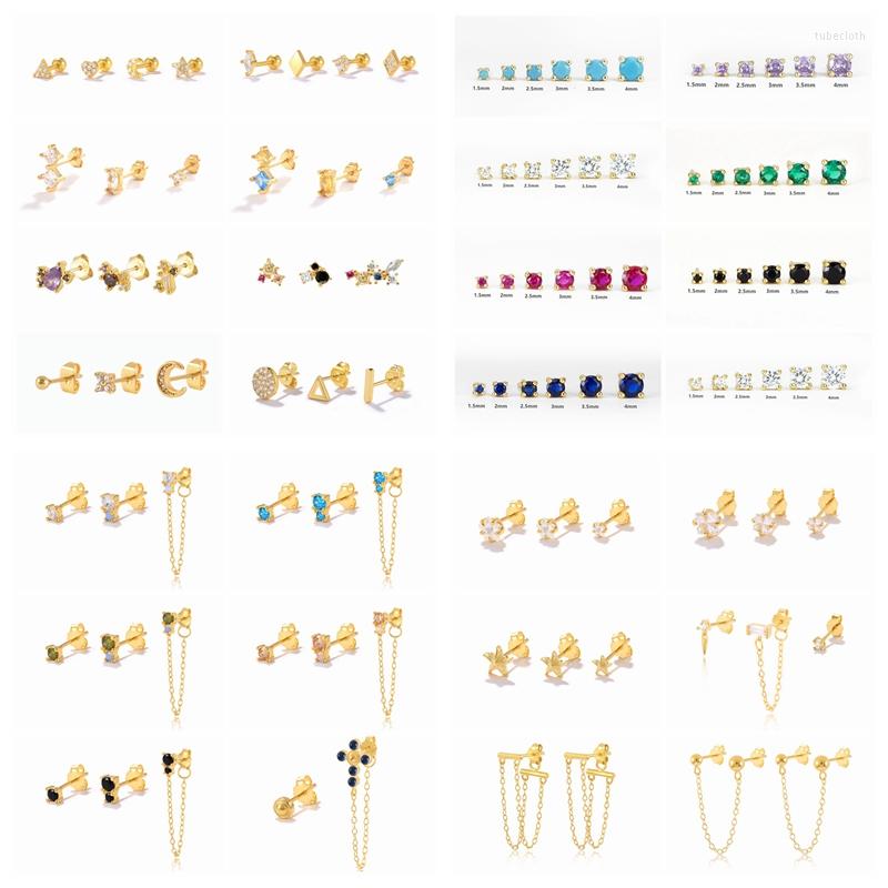 

Stud Earrings CANNER Multible Exquisite Cubic Zirconia Piercing Earings 925 Sterling Silver Earring Sets Ear For Women Jewelry