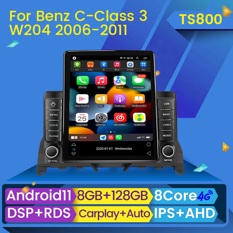 

Car dvd Radio Player GPS Navigation BT Multimedia Carplay DSP Android 11 for Mercedes Benz C Class 3 W204 S204 2006-2011