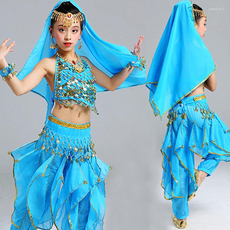 

Stage Wear 5pc/set Girl Belly Dance Costumes For Kid Children Sleeveless Performance Dancing, Yellow 5 piece