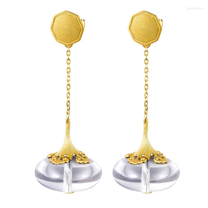 

Dangle Earrings Lotus Fun Real 925 Sterling Silver Modern Chinese Style Handmade Designer Fine Jewelry Natural Crystal Drop For Women