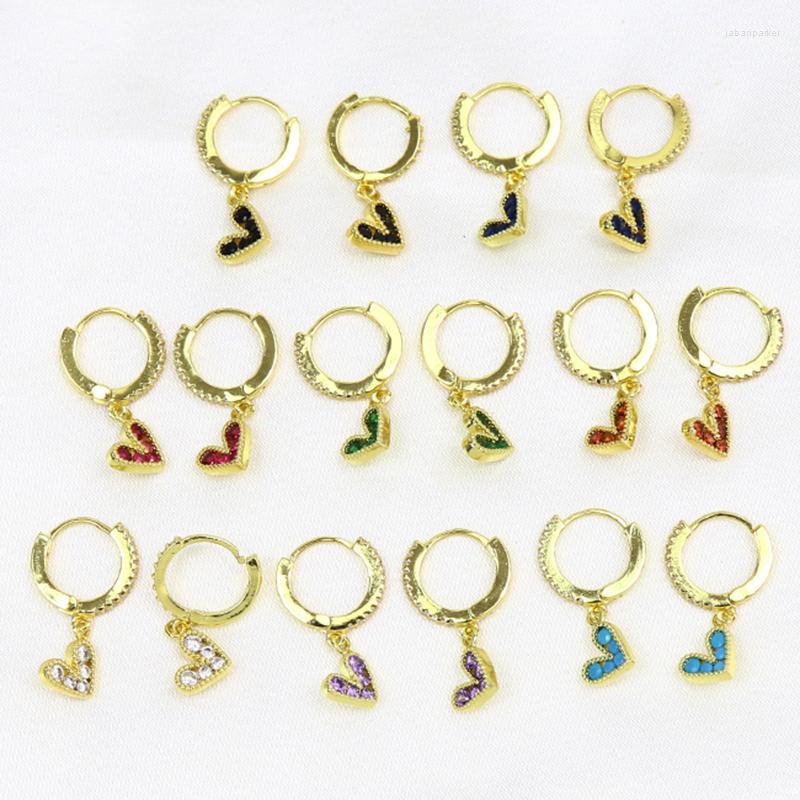 

Dangle Earrings 10 Pairs Tiny Heart Mix Color Crystal Gold Round For Women 8517