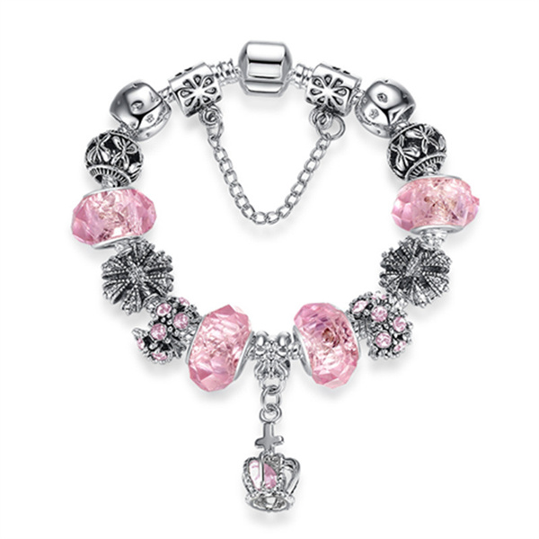 

2022 Fashion Amazon Charm Bracelets Panjia Style DIY Crystal Beads Versatile Alloy Crown Bracelet Women's AC352