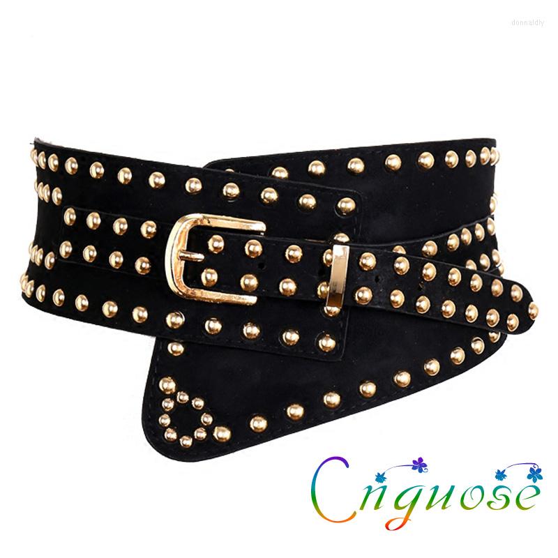 

Belts 2022 Autumn And Winter Black Female Rivets Waistband Waist European Retro Wide Belt Girdle Womens