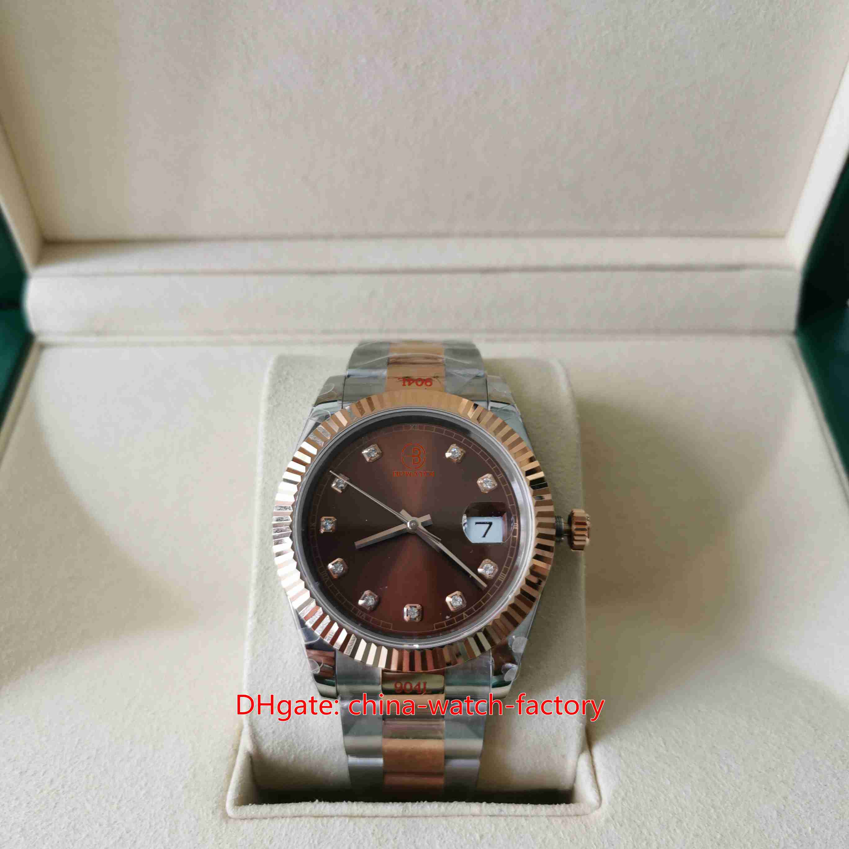 

GM Factory Mens Watch Super Quality 41mm 126333 Diamond Dial Two Tone Gold Brown Dial 904L Steel Watches CAL.3235 Movement Mechanical Automatic Men's Wristwatches, No box papers