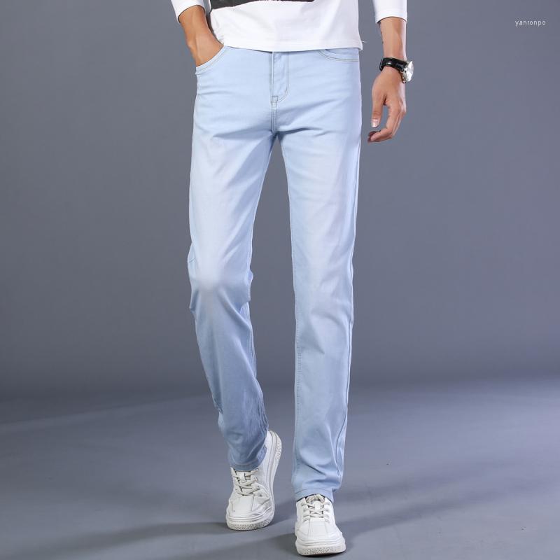 

Men's Jeans Men's Fashion Light Blue Comfortable Abreathable High-quality Casual Male Straight Barrel Elastic Loose Denim Trousers