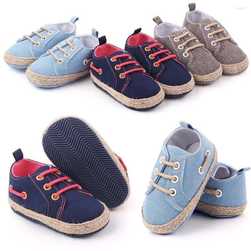 

First Walkers Spring Autumn Baby Canvas Infant Shoes Moccasins Anti-slip Crib Sneakers Casual Girls Boys, Dark blue