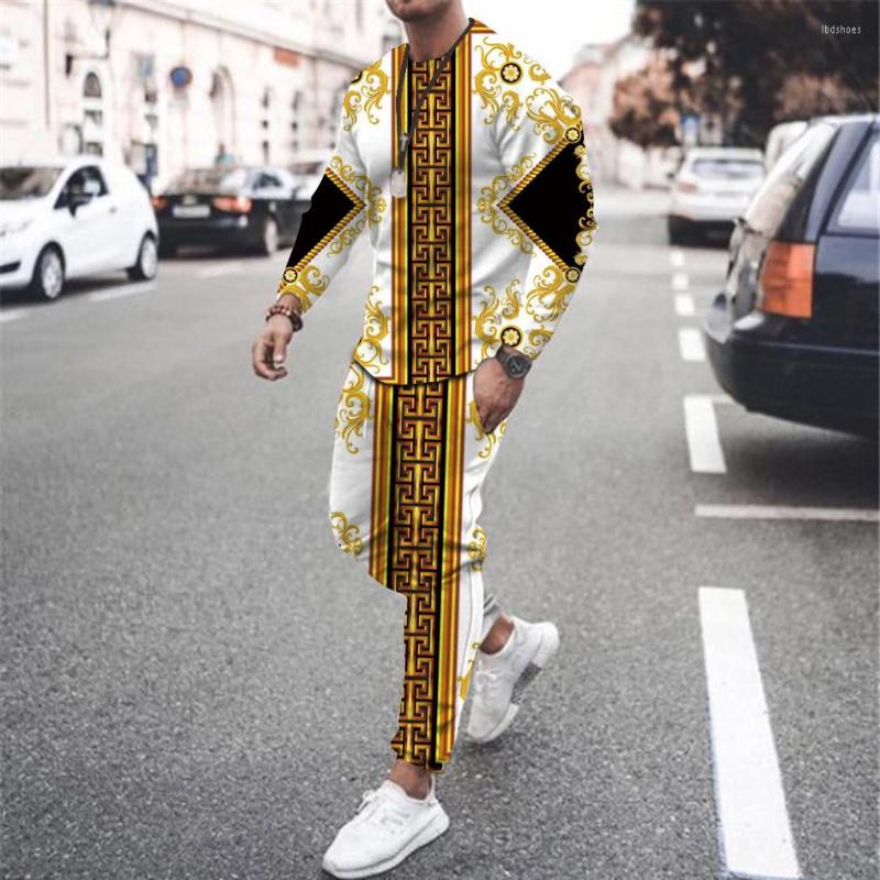 

Men' Tracksuits Men' 2 Piece Set 3D Print Long Sleeve Vintage T-Shirt Streetwear Casual Two Male Oversized Men Tshirt Suit, Tc5014