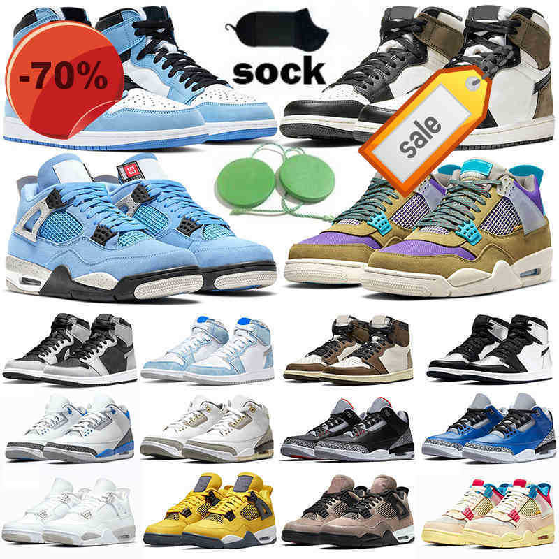 

2022 Jumpman 1s 4s Basketball Shoes University Blue Mocha Taupe Haze Desert Moss Lightning Black Cat Mens Womens Trainers Outdoor Sports, Customize