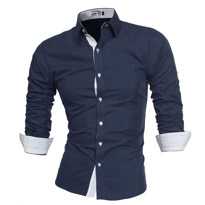 

Mens Slim Fit Long Sleeve Cotton Designer Shirt Casual Button Business Shirt Tops Men Solid Color Dress Shirts Fashion2343, Royal blue