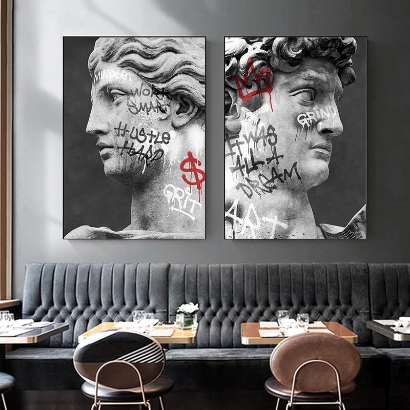 

David Head Sculpture Statue Graffiti Art Canvas Painting Posters and Prints Street Wall Art Pictures for Living Room Home Decor