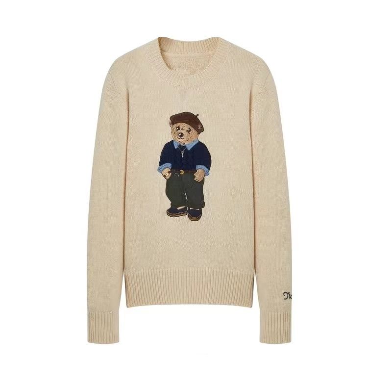 Pull à col rond avec ours brodés de dessin animé pour femme, chemise, nouvelle collection automne et hiver 2022