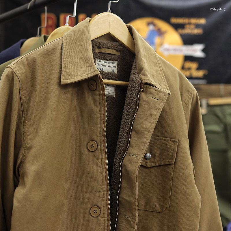 

Men's Down Men's Winter American Retro Military Style A-2 Deck Jacket Men's Fashion Thickened Lapel Multi-pockets Cargo Coat With, Army green