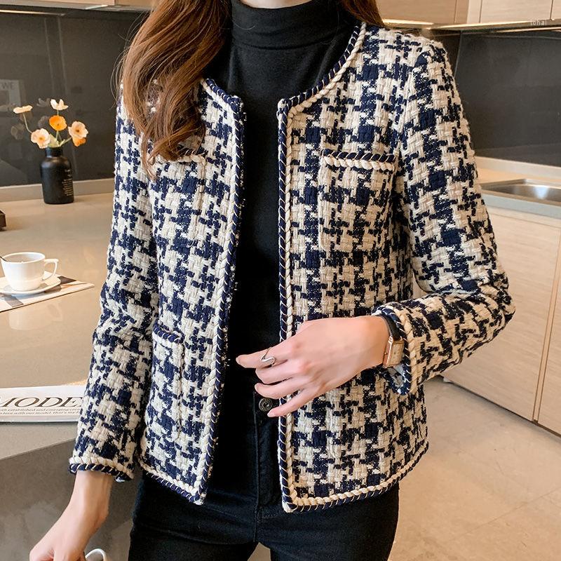 

Women' Jackets 2022 Elegant Weave Plaid Women Coat With Pocket And Lining Autumn Winter Causal Tweed Office Ladies Suit Jacket -3XL, Picture color