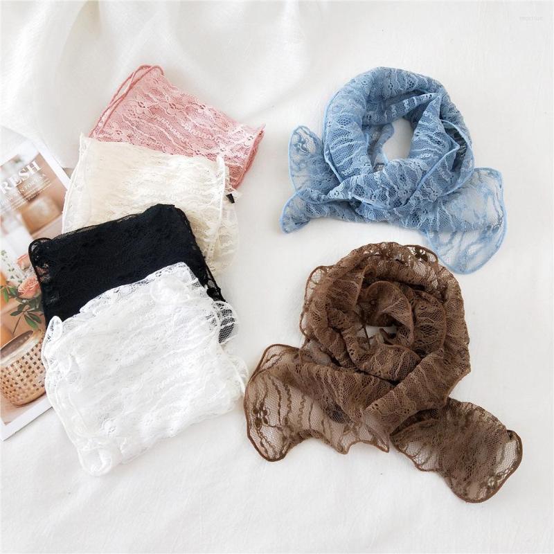 

Scarves Head Scarf Embroidered Wrap Shawl Transparent Lace Floral Print Bandana Long Women Foulard Pashmina Knit W128