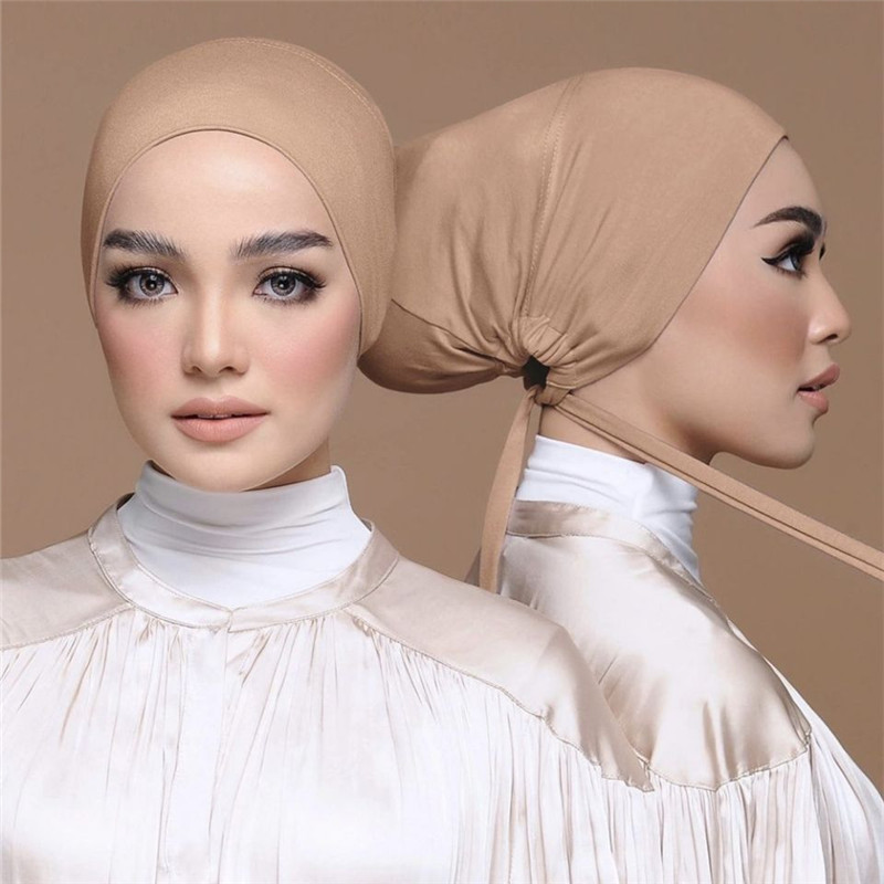 

New Soft Modal Muslim Bandanas Hat Inner Hijab Caps Islamic Underscarf Bonnet India Hat Female Headwrap Turbante Mujer, As show