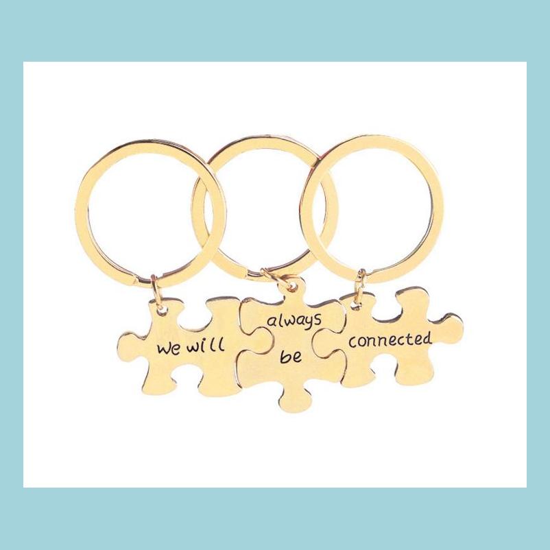 

Keychains Lanyards We Will Always Be Connected Puzzle Letter Engraved Keychain Alloy Keyrings Key Ring Drop Delivery 2022 Fashion Ac Dhg7V