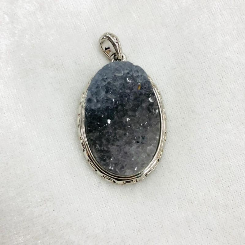 

Pendant Necklaces Wholesale Mixed 2pcs Charming Geode Drusy Chalcedony Agate For Gem Stone Jewelry Necklace Approx 20x30mm