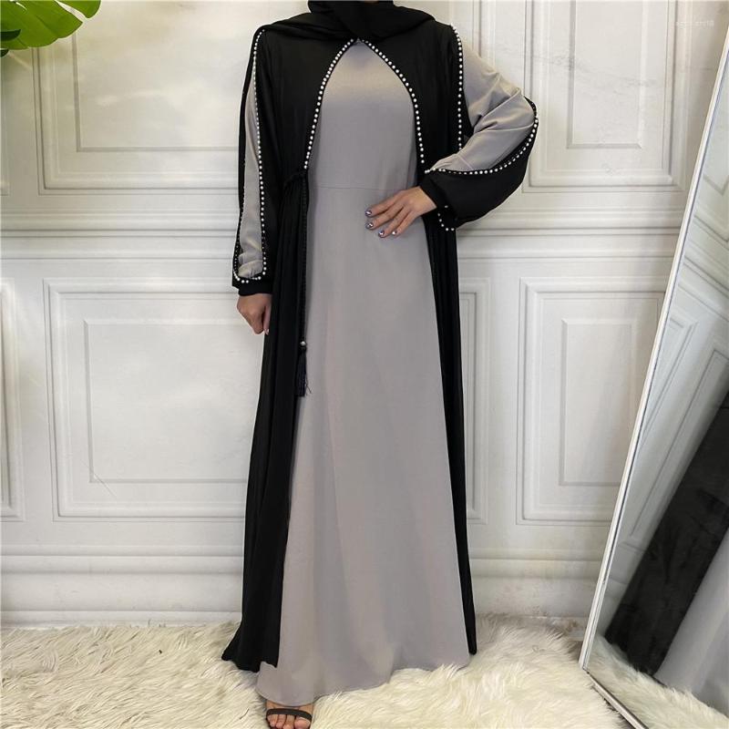 

Ethnic Clothing Abaya Dubai Turkey Muslim Casual Women Long Dress Kaftan Islamic Clothes Fake Two Pieces African Maxi Dresses Vestido Robe