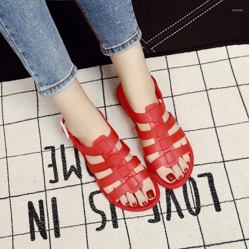 

Sandals 2022 Brand Sunmmer Women Shoes Crystal Jelly PVC EUR 36-40 Female Flat Gladiator Fahion Beach For Girls 4 Colors, Picture shown