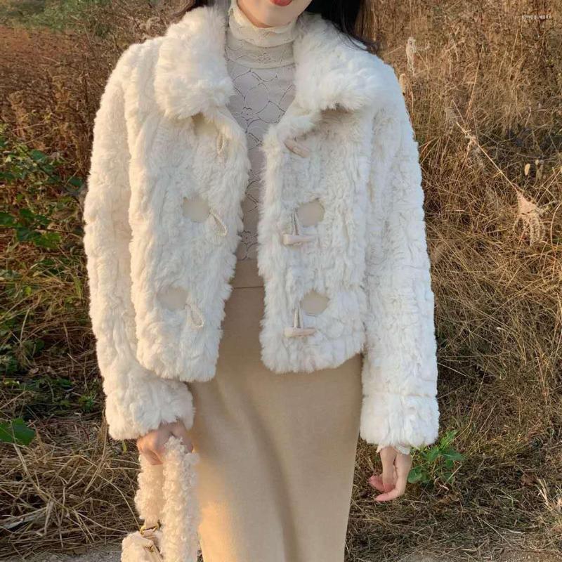 

Women' Fur Winter Imitation Rex Coat Women' Thickened Warm Lamb Plush, Apricot single linin