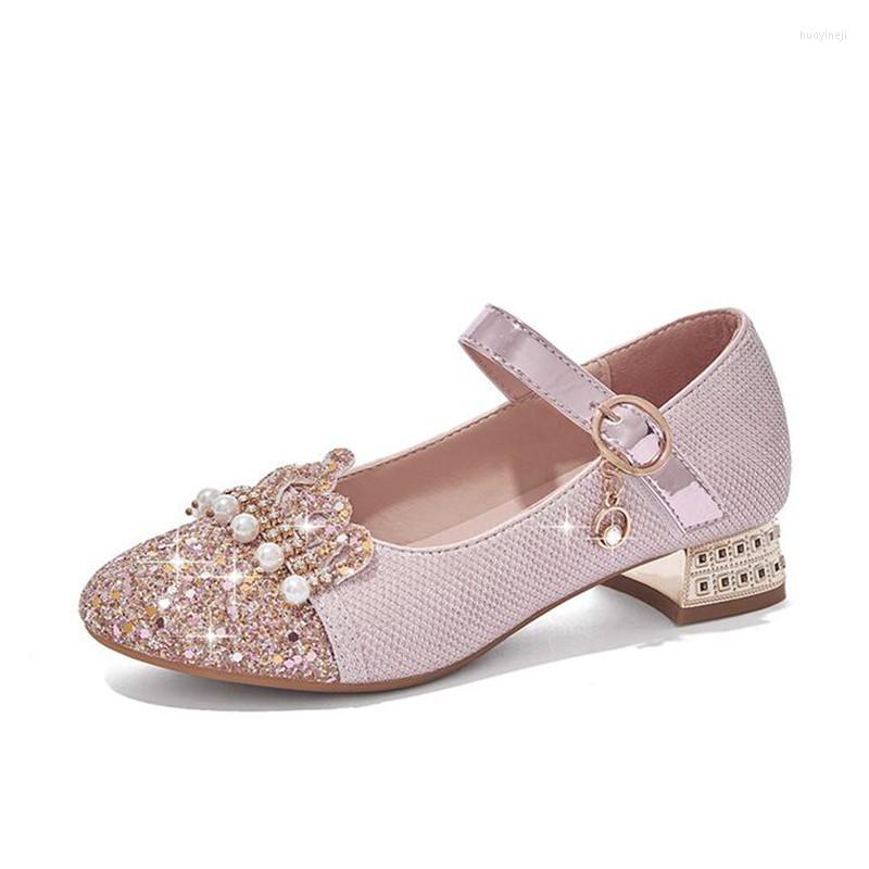 

Shorts Princess Girl Heel Shoes Pink Kid Glitter Ballerina Child Elegant Shoe