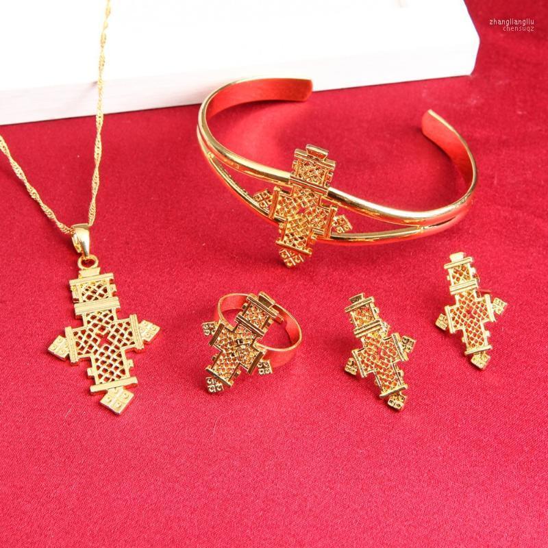 

Necklace Earrings Set & Trendy Ethiopian Eritrea Habesha Jewelry Cross Sets For African Women Traditional Holiday Party, Picture shown