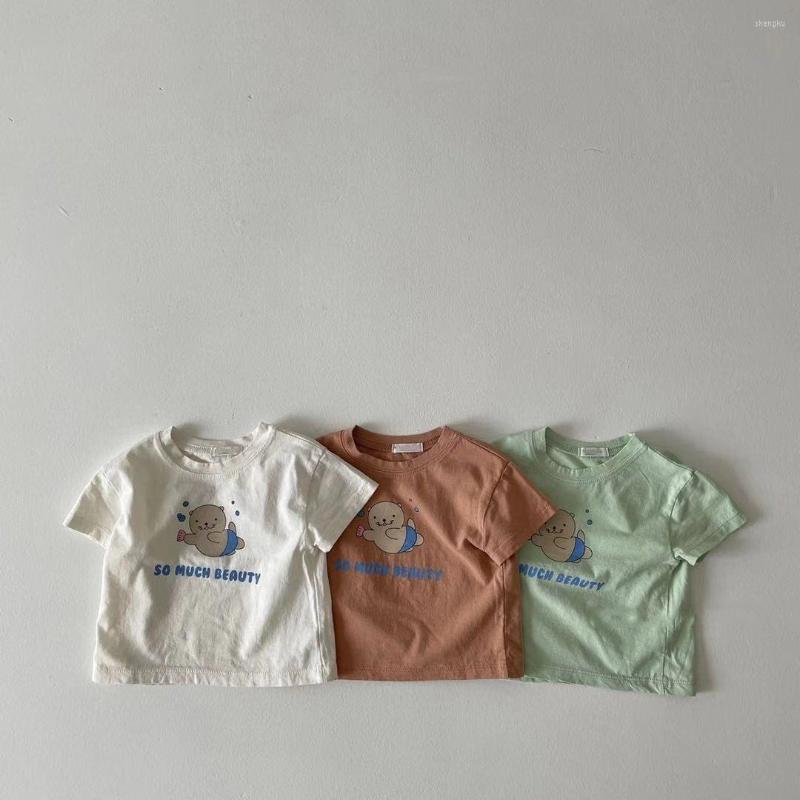 

Sandals 2022 Summer Kid Simple T-shirt Boy Sea LionShort Sleeves Tops Born Baby Girl Thin Cotton Breathable Tshirt, Blue
