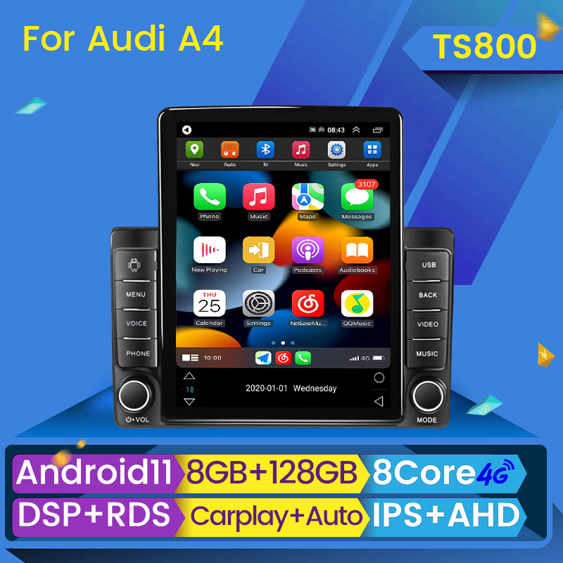 

Android 11 Carplay Car Dvd Multimedia Player for Audi A4 2002-2007 S4 RS4 B6 B8 B7 Radio Stereo Navigation GPS Wifi DSP