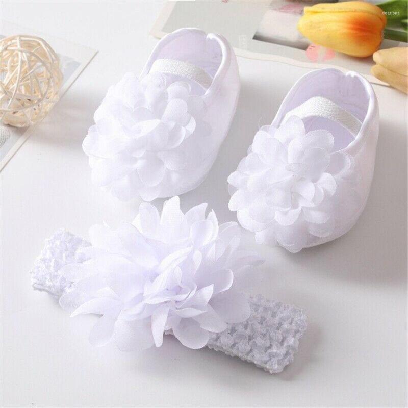 

First Walkers Girl Born Baby Princess Walking Shoes Bowknot Headband Floral, Pink