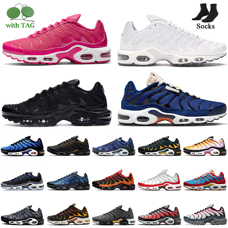 Classic Triple Black White Tn Plus Running Shoes Fashion Women Mens Tnplus SE Trainers Sports Pink Prim Oxford Teal Volt Yellow Sherbert Midnight
