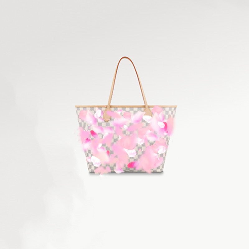 

Explosion Women's bags Tote Shopping handbag Neverfu MM design canvas casual cowhide Shoulder Bag pouch zip Rose Pink Natural leather PM GM TOP 5A Purse