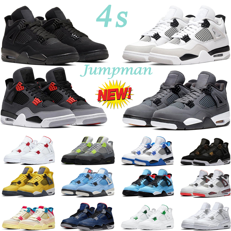 

basketball shoes 4 4s mens women trainers Sail Thunder Red Green Metallic Bordeaux Neon Military Black canvas sneakers, #1 black cat